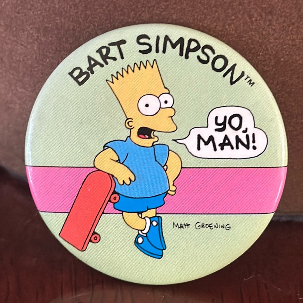 *Vintage* 1989 The Simpsons Bart Simpson "Yo, Man!" Lapel Button Pin